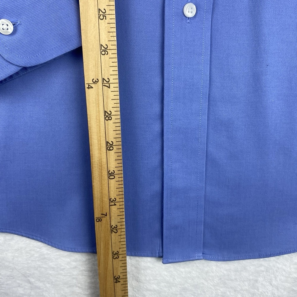 Roundtree & Yorke Gold Label Dress Shirt Mens 16-35 Blue Cotton Dobby No Iron - Picture 6 of 9